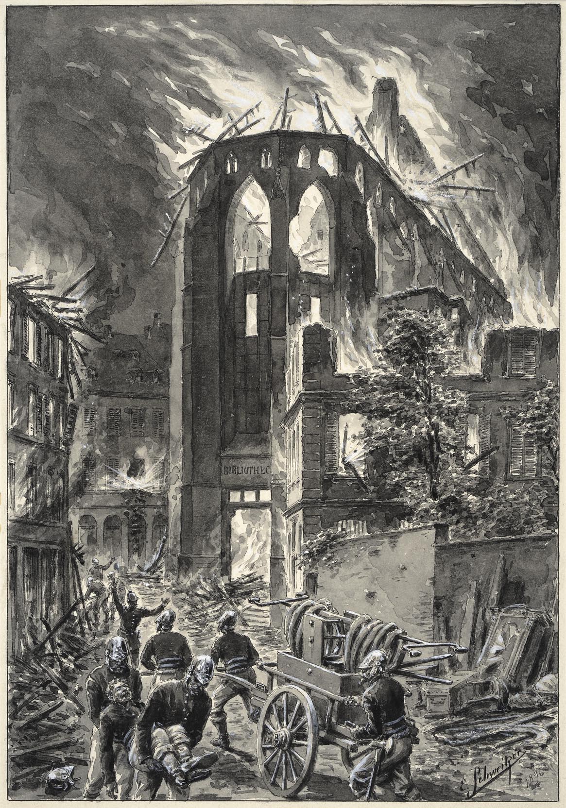 VUE DE STRASBOURG : INCENDIE DE LA BIBLIOTHEQUE_0